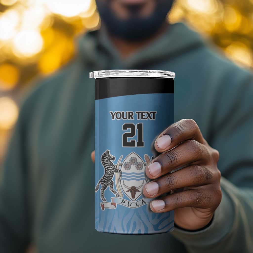 Botswana Cricket Custom 4 in 1 Can Cooler Tumbler Baggy Blues African Zebra Skins Pattern LT9
