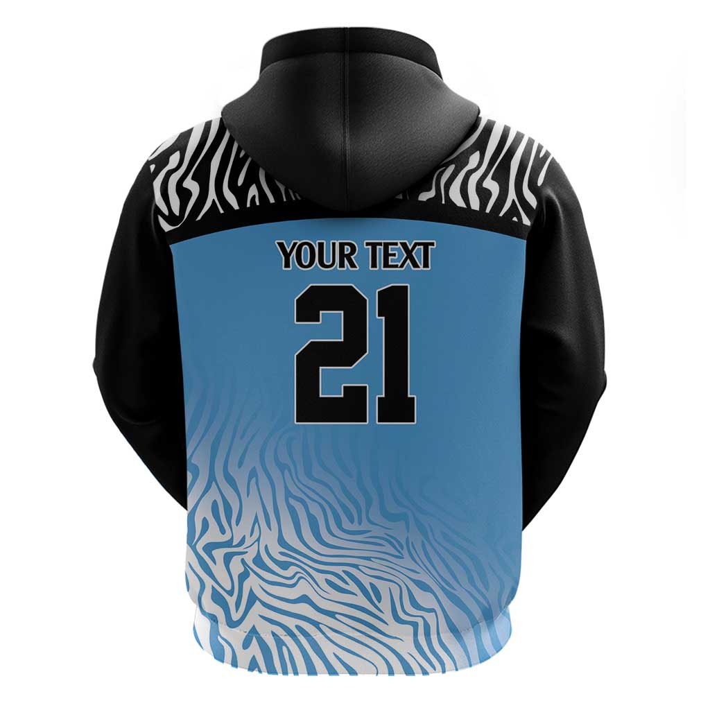 Botswana Cricket Custom Hoodie Baggy Blues Zebra Skins Pattern LT9
