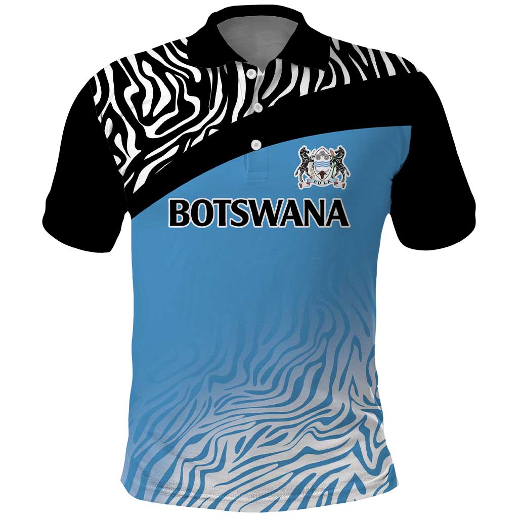 Botswana Cricket Custom Polo Shirt Baggy Blues Zebra Skins Pattern LT9