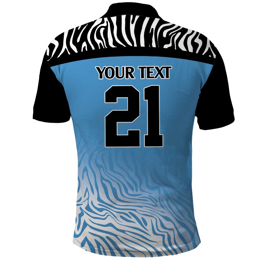 Botswana Cricket Custom Polo Shirt Baggy Blues Zebra Skins Pattern LT9