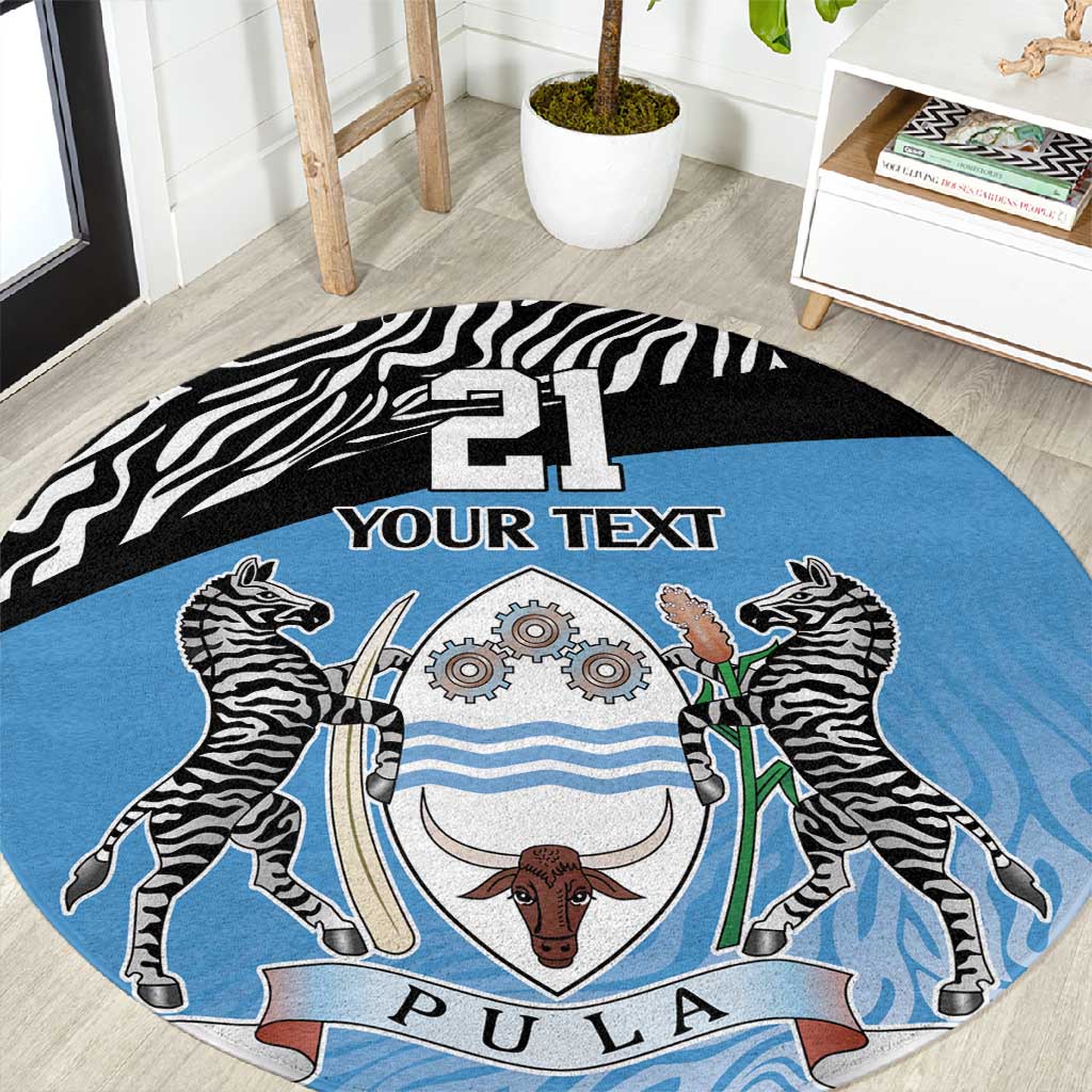 Botswana Cricket Custom Round Carpet Baggy Blues African Zebra Skins Pattern LT9