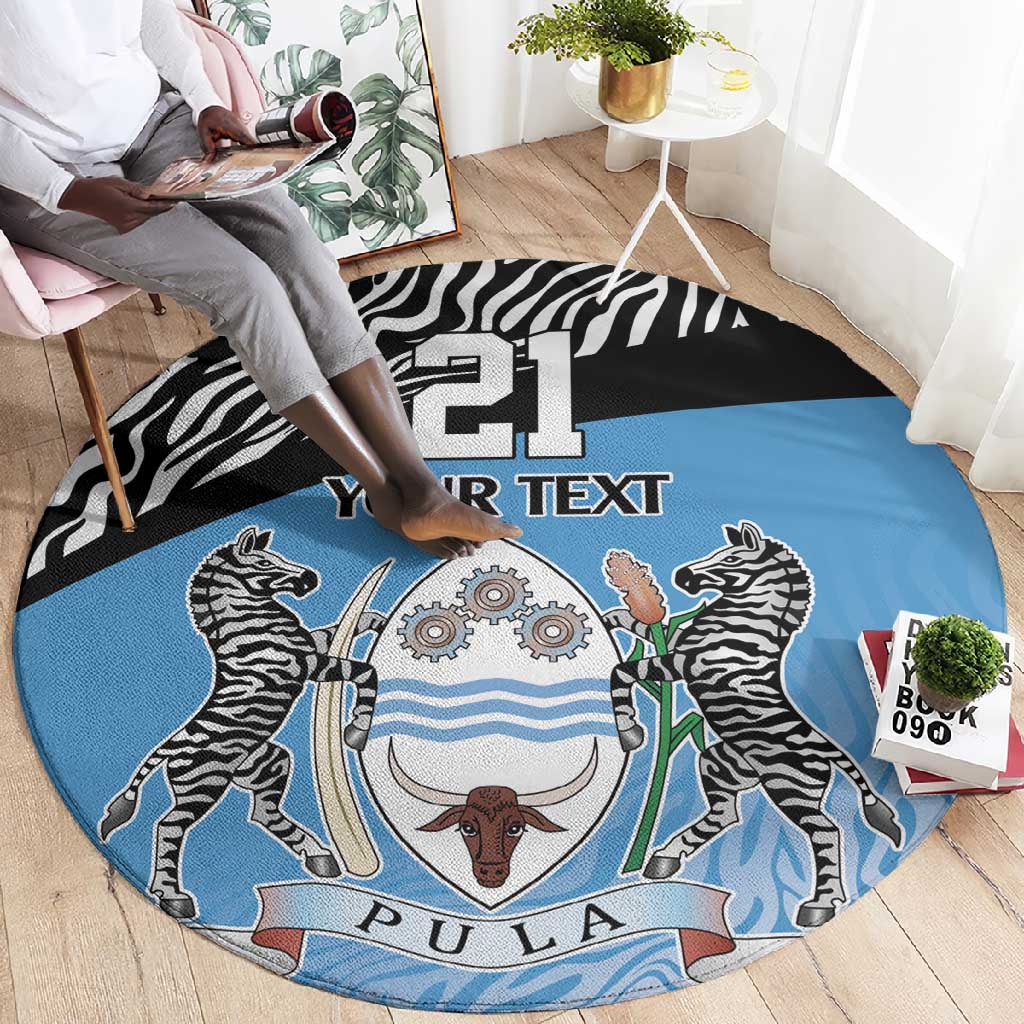 Botswana Cricket Custom Round Carpet Baggy Blues African Zebra Skins Pattern LT9