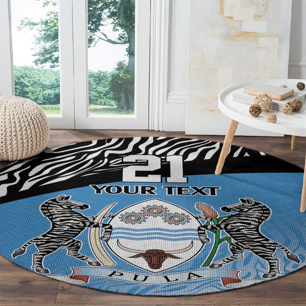 Botswana Cricket Custom Round Carpet Baggy Blues African Zebra Skins Pattern LT9