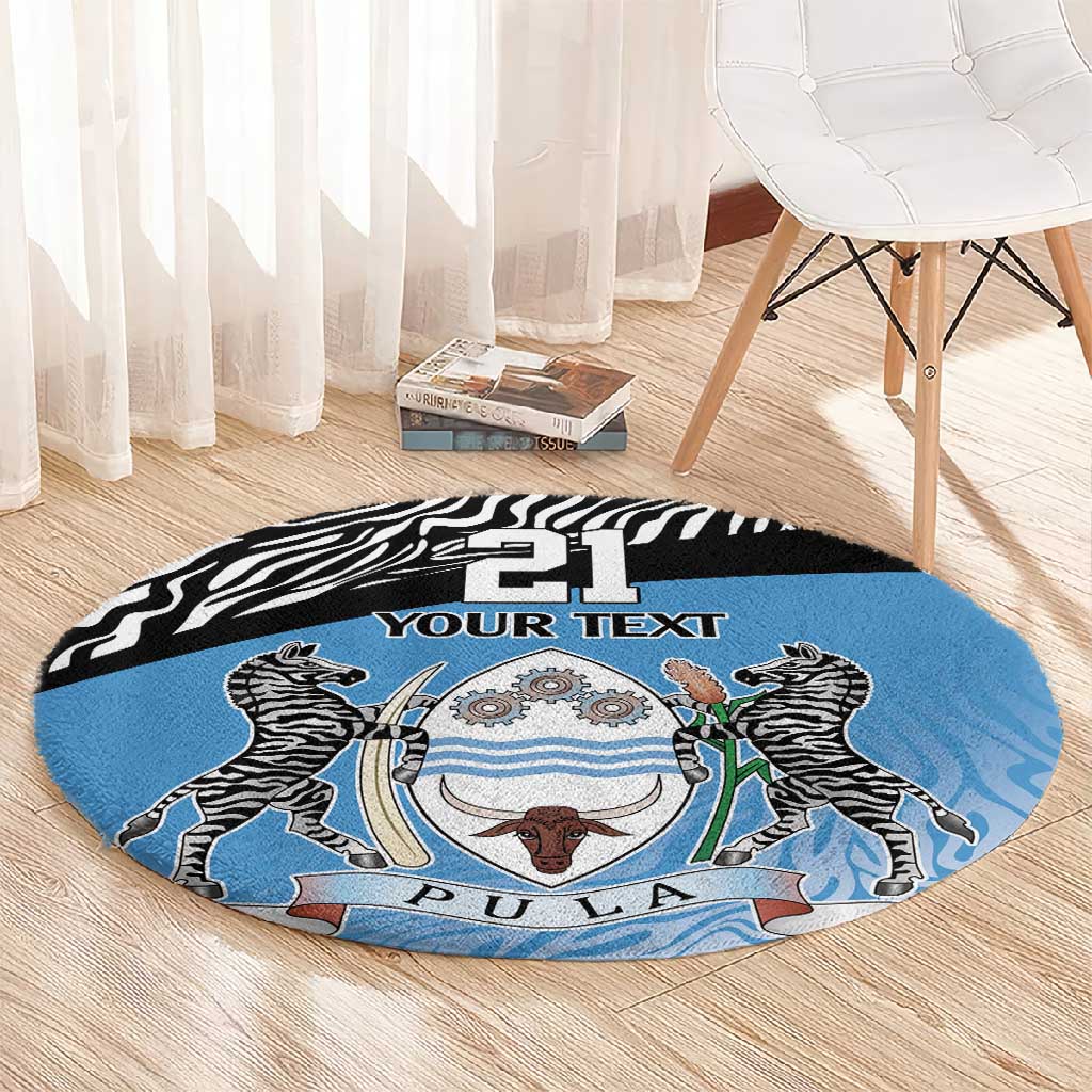 Botswana Cricket Custom Round Carpet Baggy Blues African Zebra Skins Pattern LT9