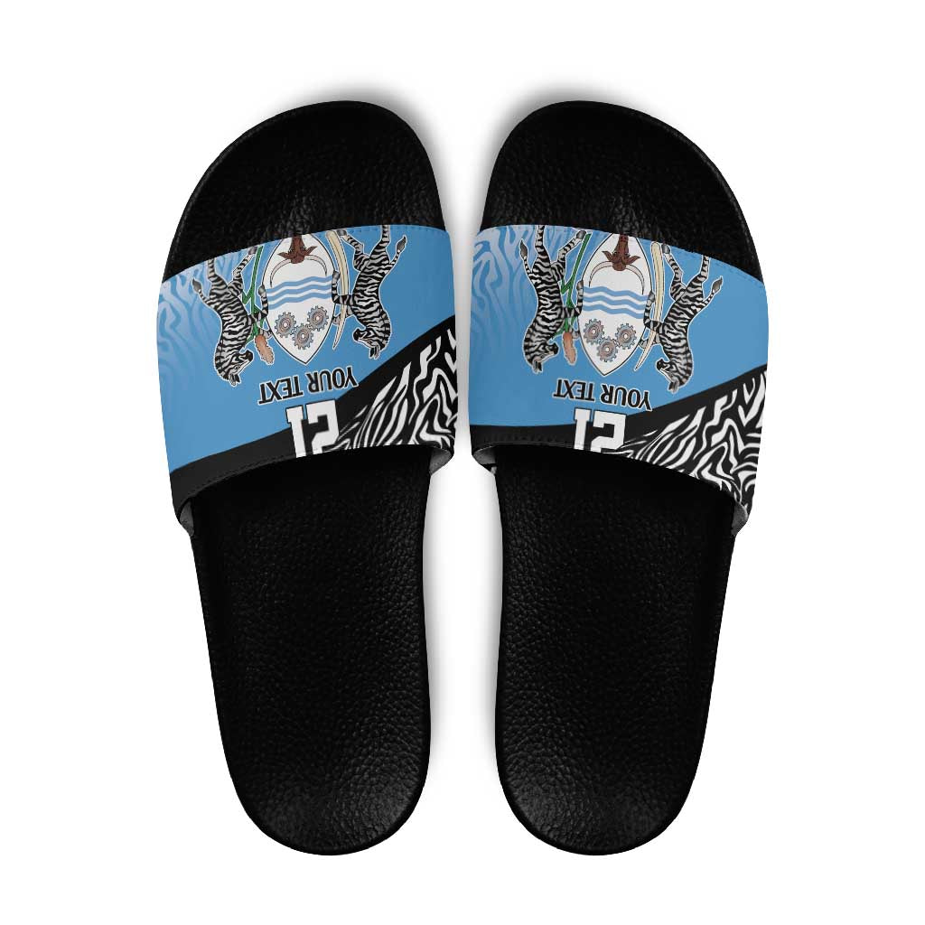 Botswana Cricket Custom Slide Sandals Baggy Blues Zebra Skins Pattern LT9