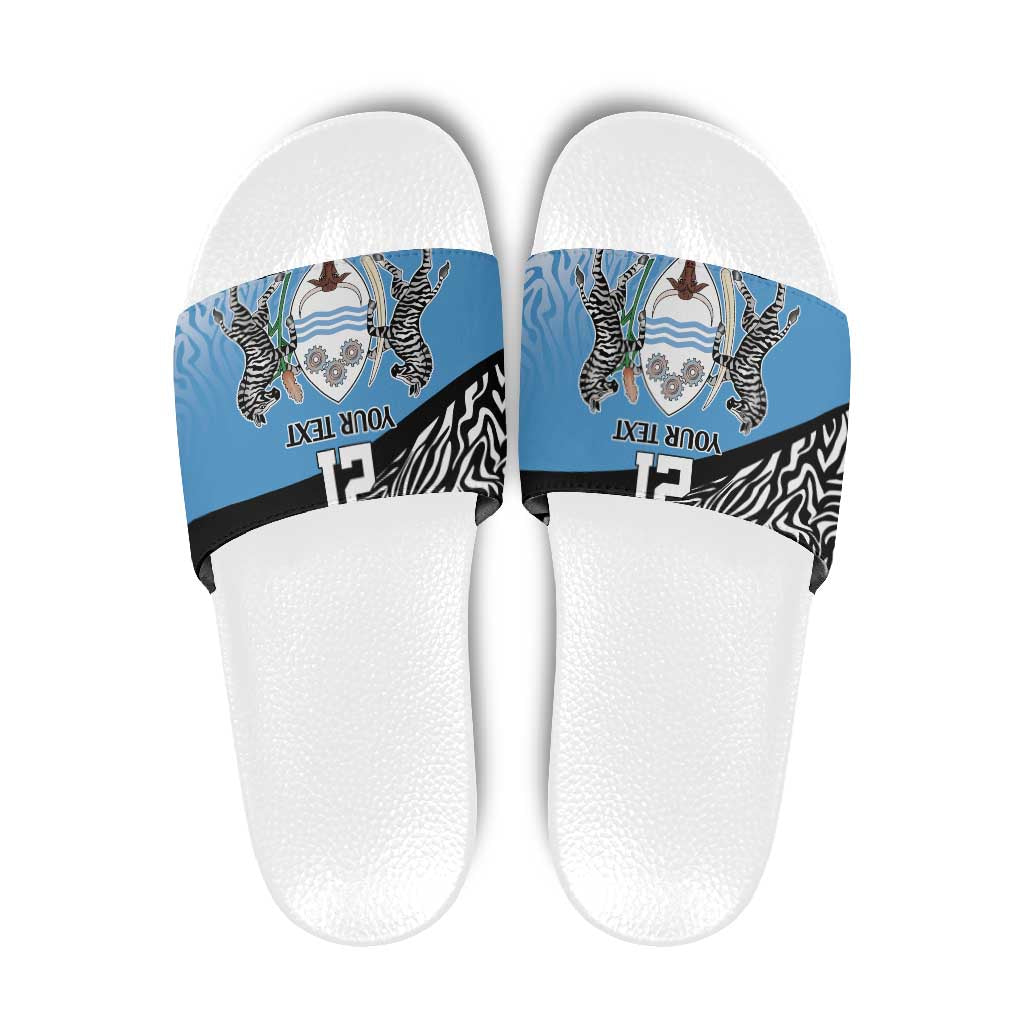 Botswana Cricket Custom Slide Sandals Baggy Blues Zebra Skins Pattern LT9