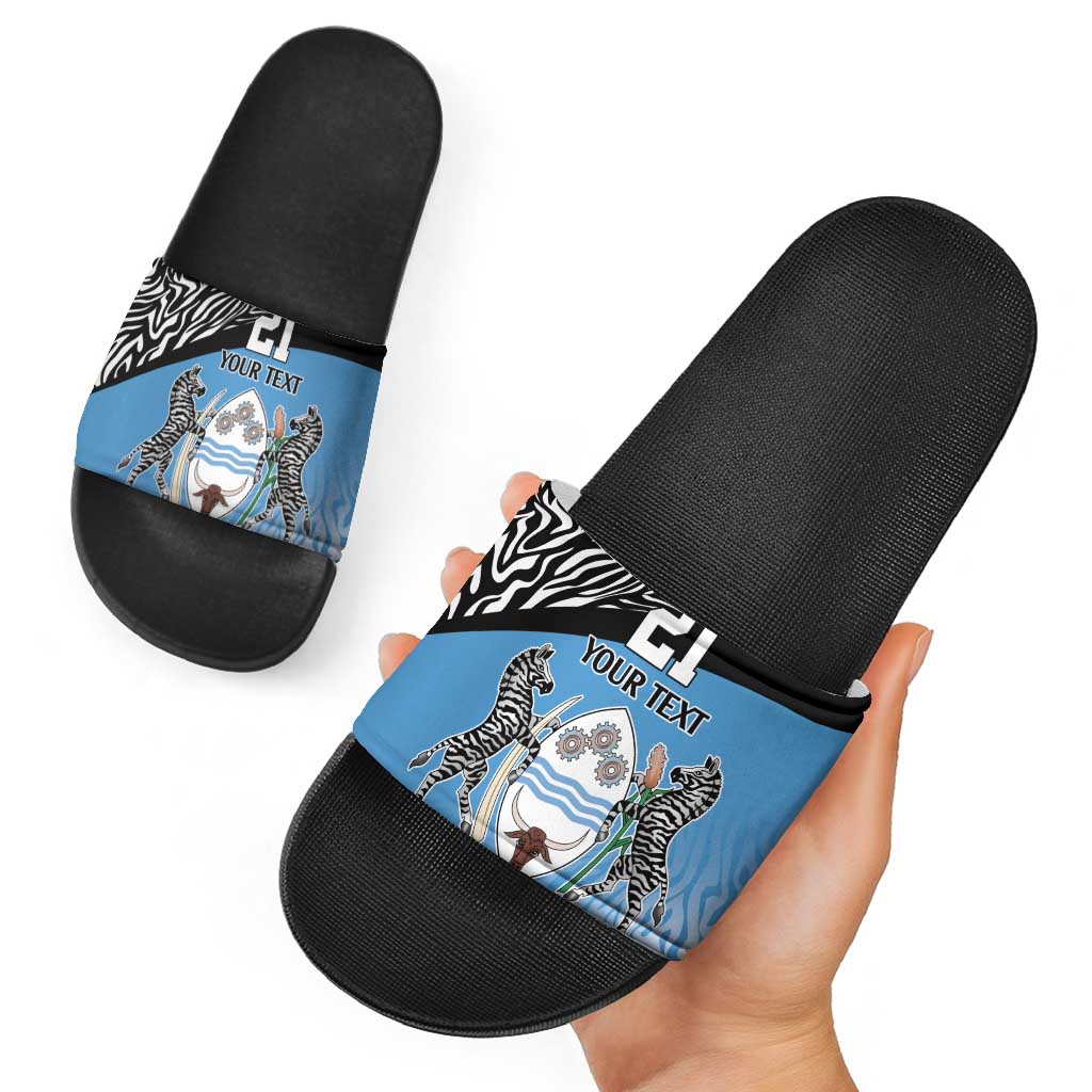 Botswana Cricket Custom Slide Sandals Baggy Blues Zebra Skins Pattern LT9