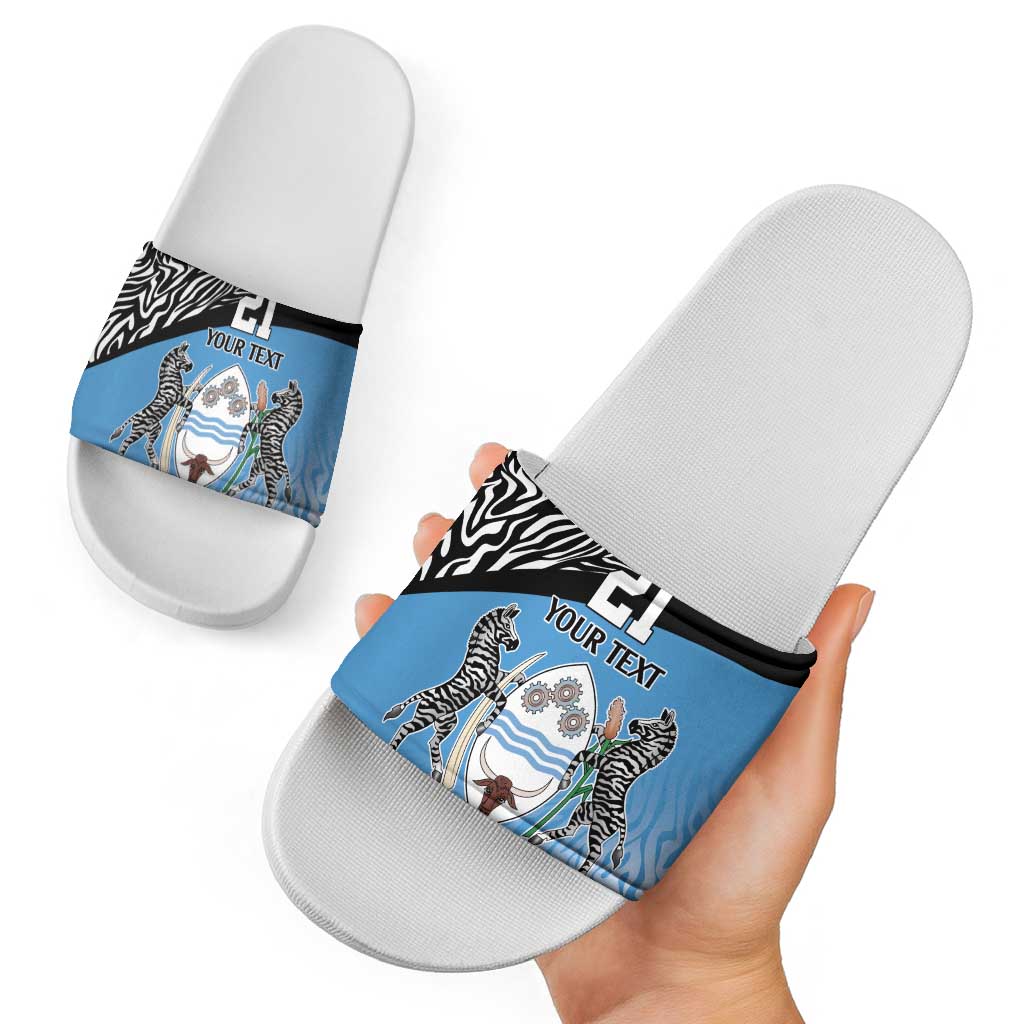 Botswana Cricket Custom Slide Sandals Baggy Blues Zebra Skins Pattern LT9