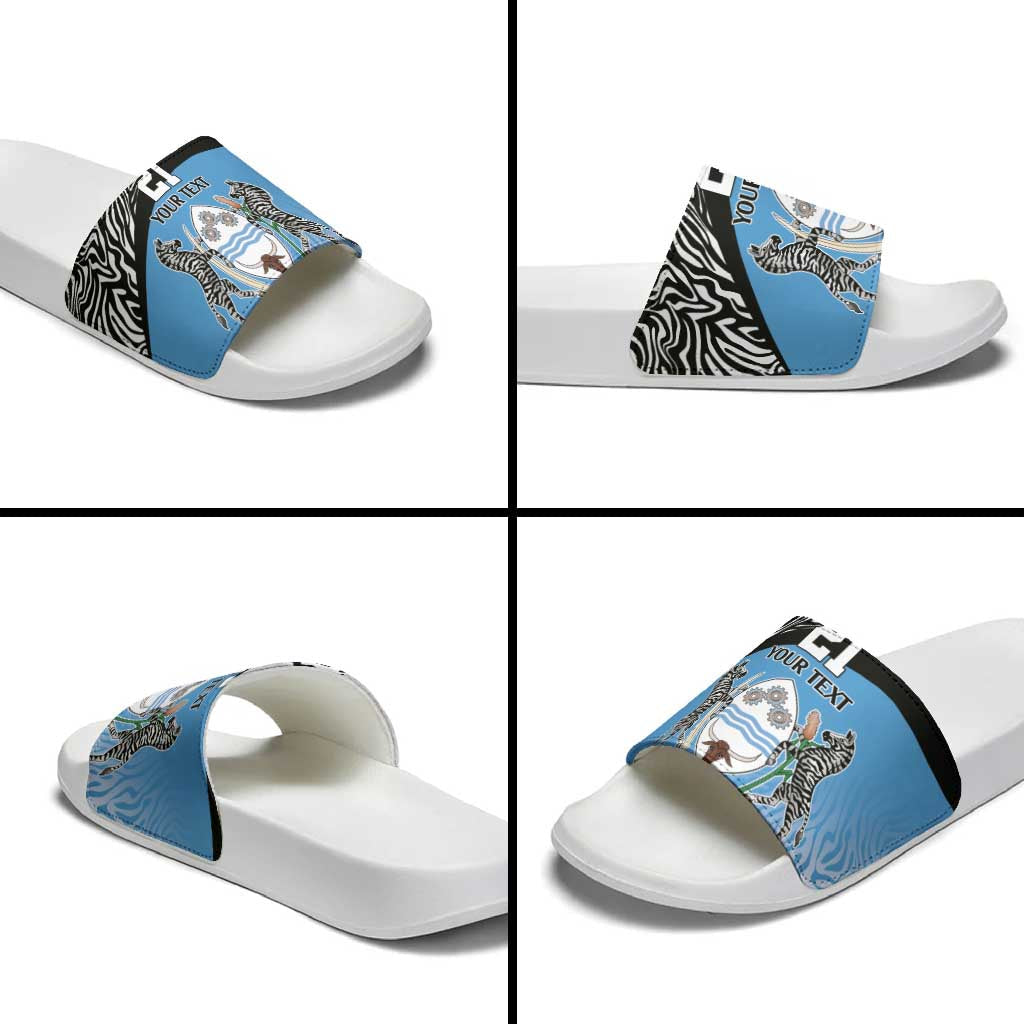 Botswana Cricket Custom Slide Sandals Baggy Blues Zebra Skins Pattern LT9