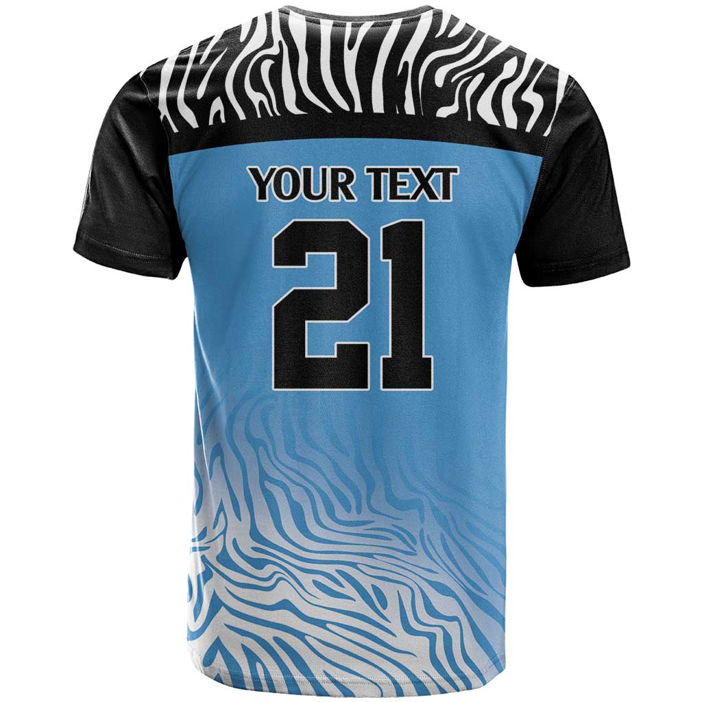 Botswana Cricket Custom T shirt Baggy Blues African Zebra Skins Pattern LT9