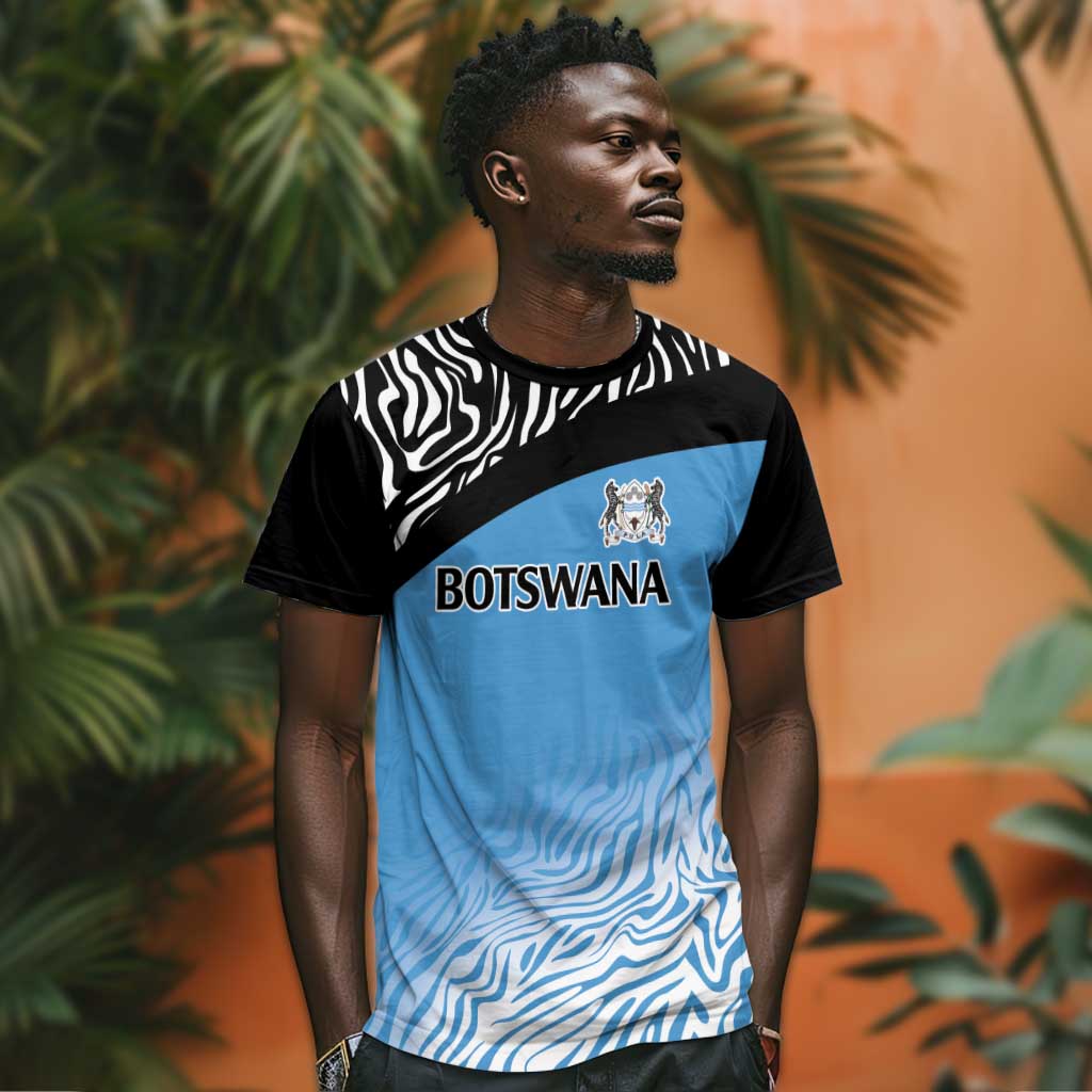 Botswana Cricket Custom T shirt Baggy Blues African Zebra Skins Pattern LT9