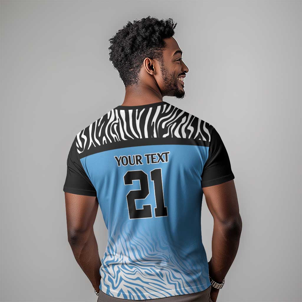 Botswana Cricket Custom T shirt Baggy Blues African Zebra Skins Pattern LT9
