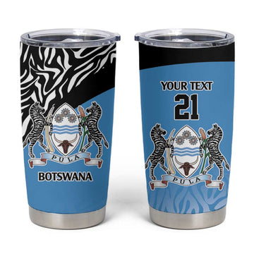 Botswana Cricket Custom Tumbler Cup Baggy Blues African Zebra Skins Pattern LT9