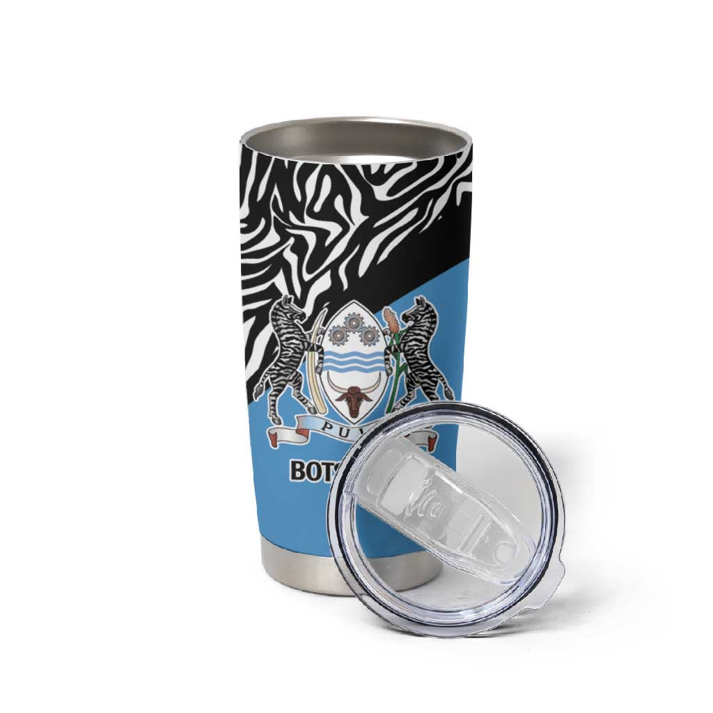 Botswana Cricket Custom Tumbler Cup Baggy Blues African Zebra Skins Pattern LT9