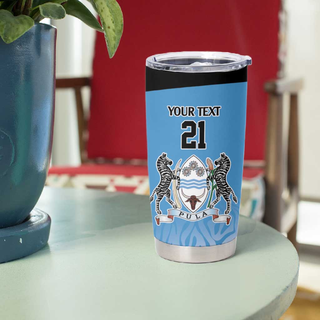 Botswana Cricket Custom Tumbler Cup Baggy Blues African Zebra Skins Pattern LT9
