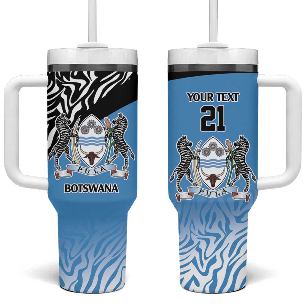 Botswana Cricket Custom Tumbler With Handle Baggy Blues African Zebra Skins Pattern LT9