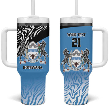 Botswana Cricket Custom Tumbler With Handle Baggy Blues African Zebra Skins Pattern LT9