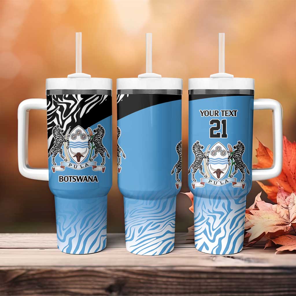 Botswana Cricket Custom Tumbler With Handle Baggy Blues African Zebra Skins Pattern LT9