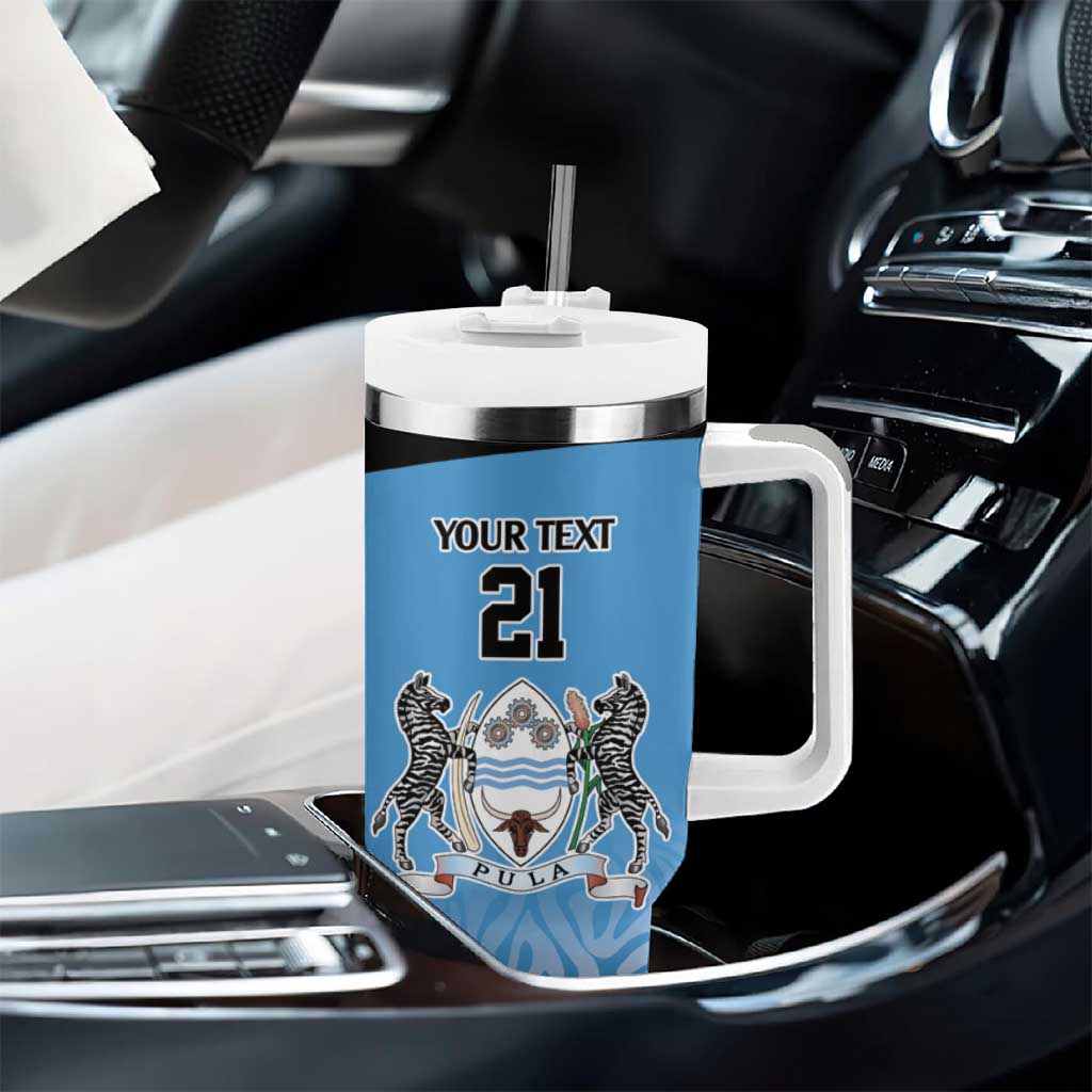 Botswana Cricket Custom Tumbler With Handle Baggy Blues African Zebra Skins Pattern LT9