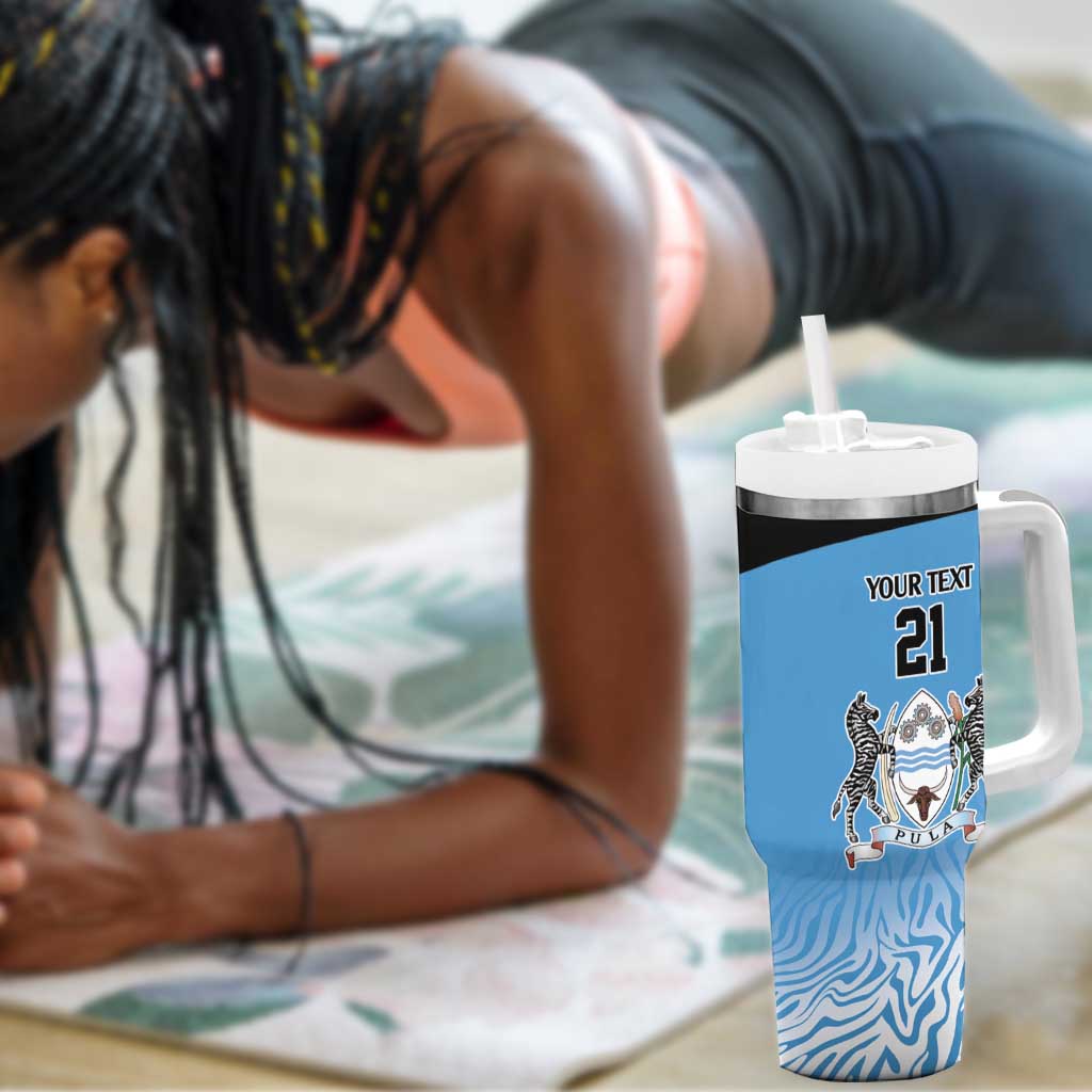 Botswana Cricket Custom Tumbler With Handle Baggy Blues African Zebra Skins Pattern LT9