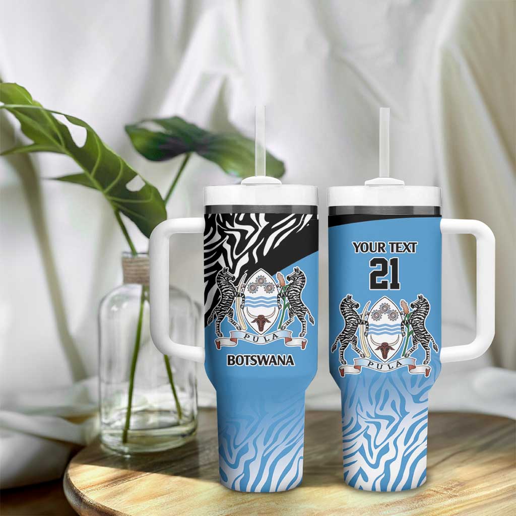 Botswana Cricket Custom Tumbler With Handle Baggy Blues African Zebra Skins Pattern LT9