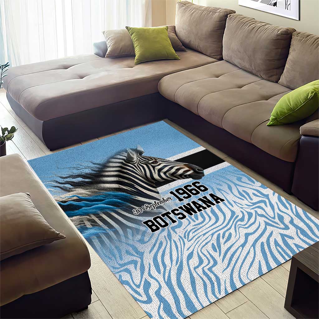 Botswana Independence Day 1966 Area Rug Tribal African Zebra Skins Pattern LT9
