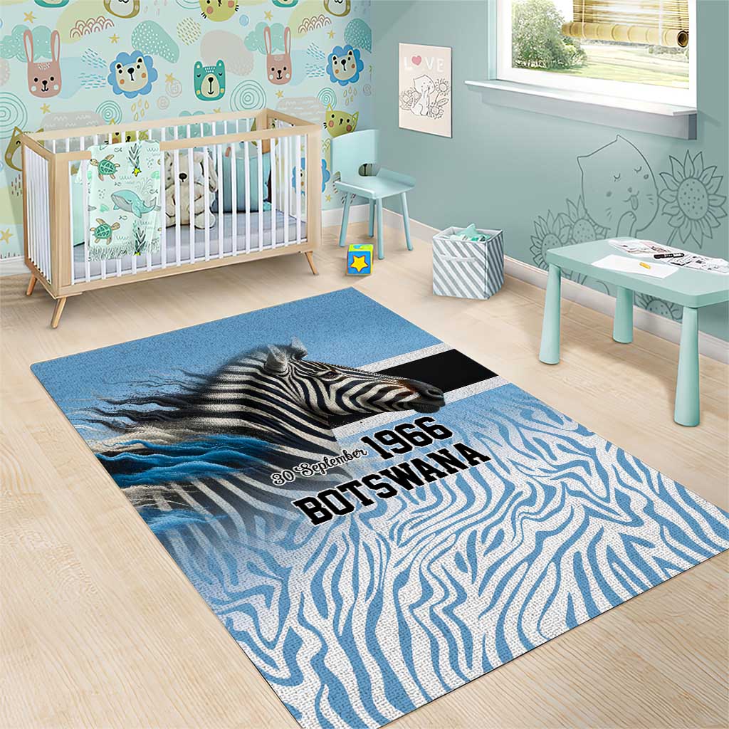 Botswana Independence Day 1966 Area Rug Tribal African Zebra Skins Pattern LT9