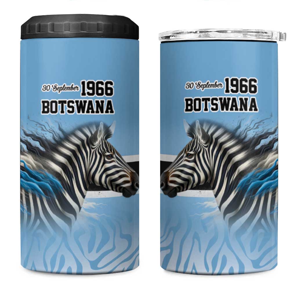 Botswana Independence Day 1966 4 in 1 Can Cooler Tumbler Tribal African Zebra Skins Pattern LT9