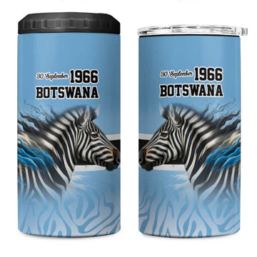 Botswana Independence Day 1966 4 in 1 Can Cooler Tumbler Tribal African Zebra Skins Pattern LT9