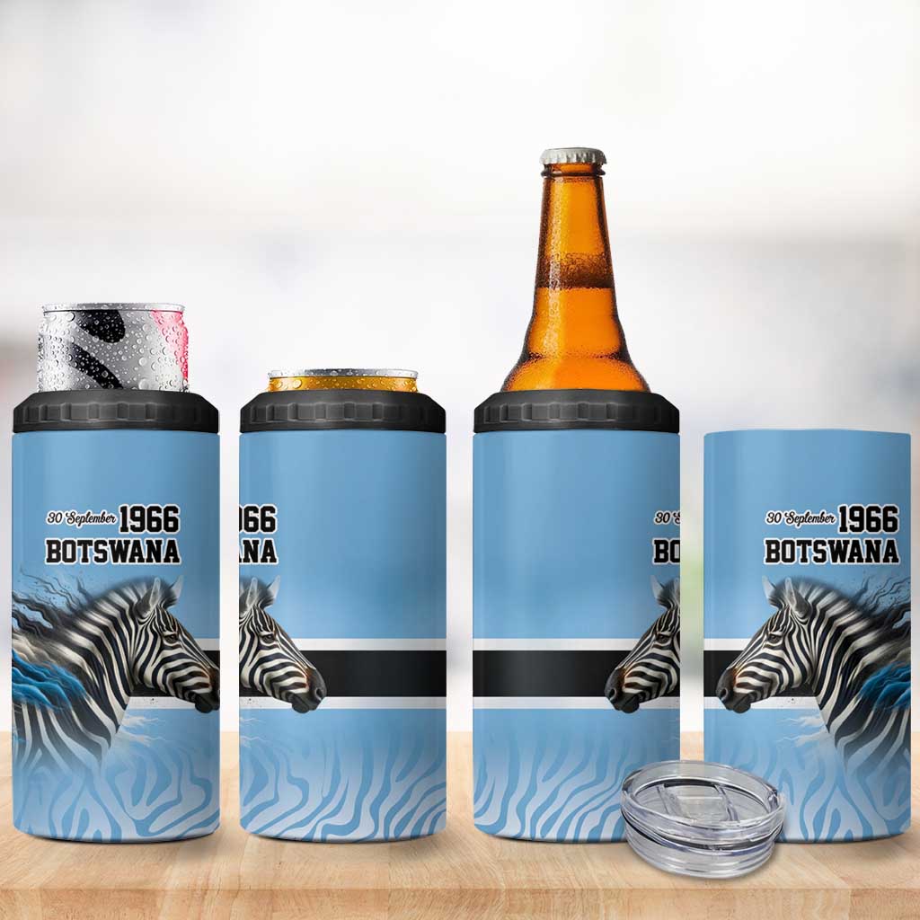 Botswana Independence Day 1966 4 in 1 Can Cooler Tumbler Tribal African Zebra Skins Pattern LT9