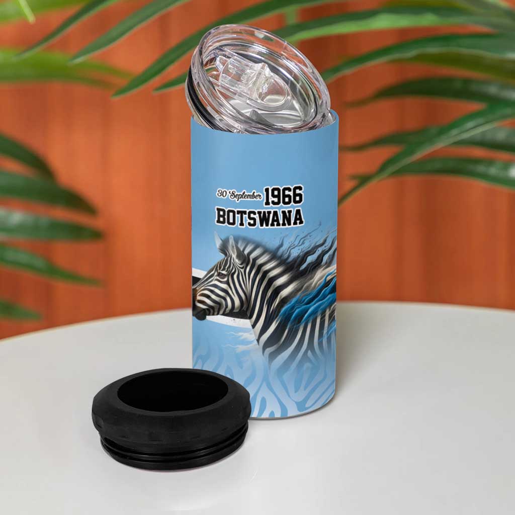 Botswana Independence Day 1966 4 in 1 Can Cooler Tumbler Tribal African Zebra Skins Pattern LT9