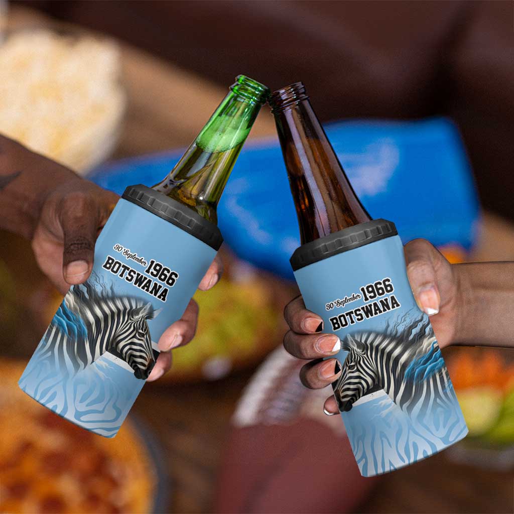 Botswana Independence Day 1966 4 in 1 Can Cooler Tumbler Tribal African Zebra Skins Pattern LT9