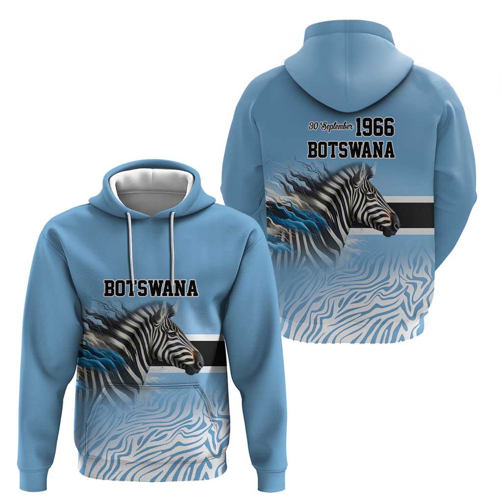 Botswana Independence Day 1966 Hoodie Tribal Zebra Skins Pattern LT9