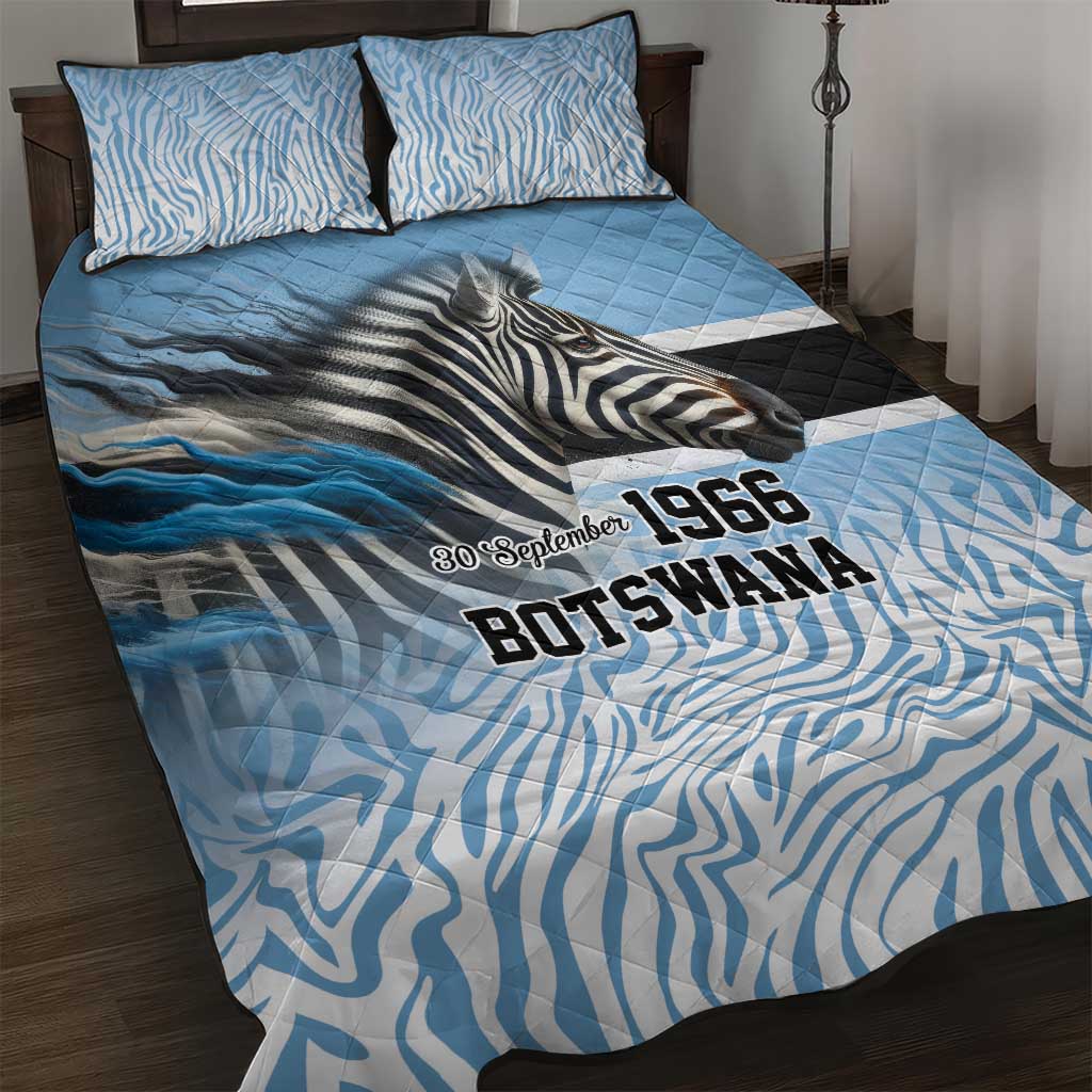 Botswana Independence Day 1966 Quilt Bed Set Tribal African Zebra Skins Pattern LT9