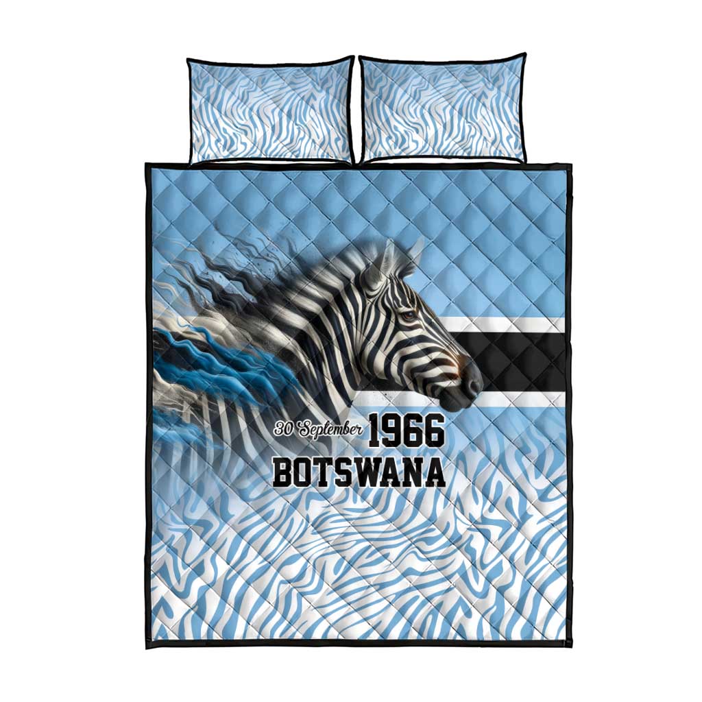 Botswana Independence Day 1966 Quilt Bed Set Tribal African Zebra Skins Pattern LT9