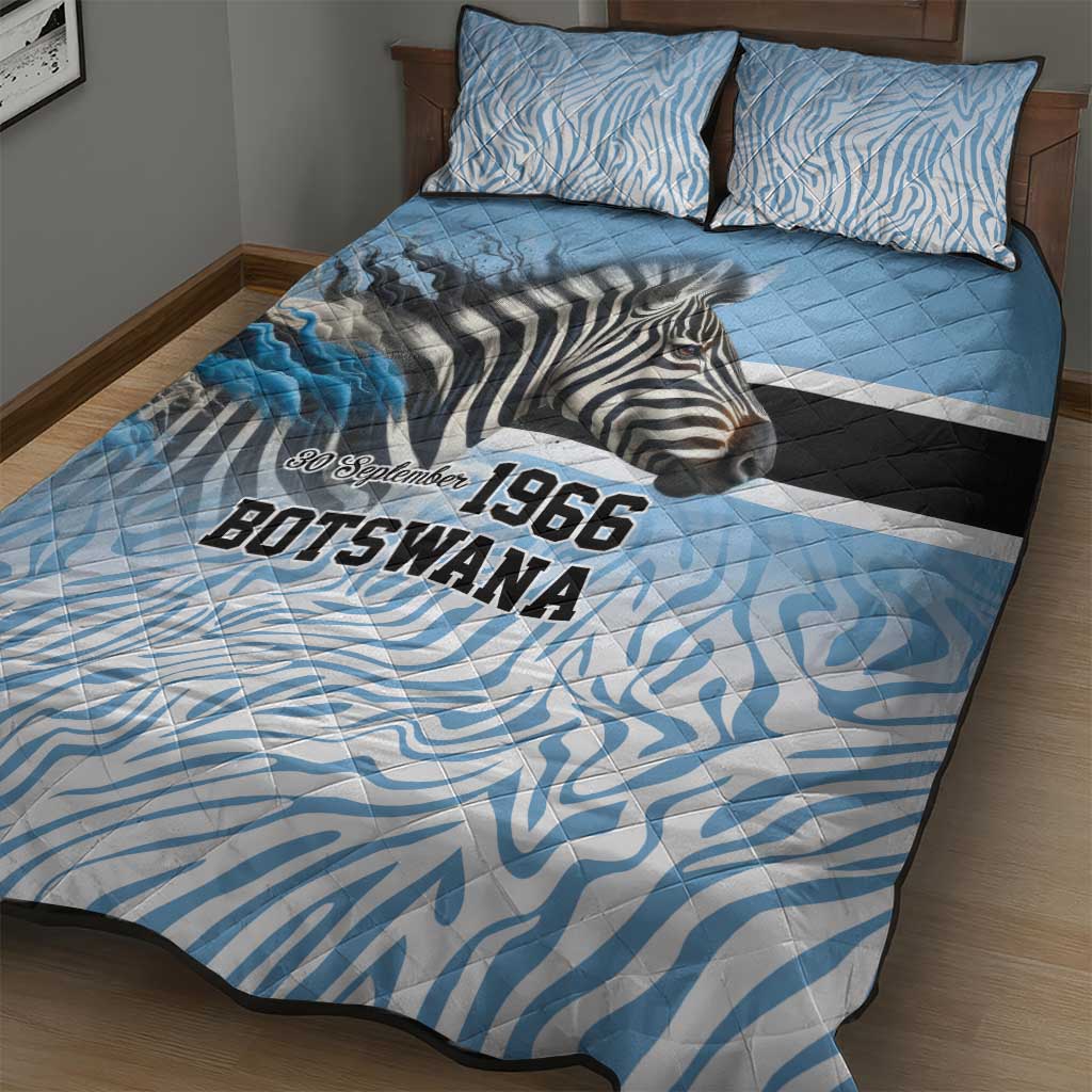 Botswana Independence Day 1966 Quilt Bed Set Tribal African Zebra Skins Pattern LT9