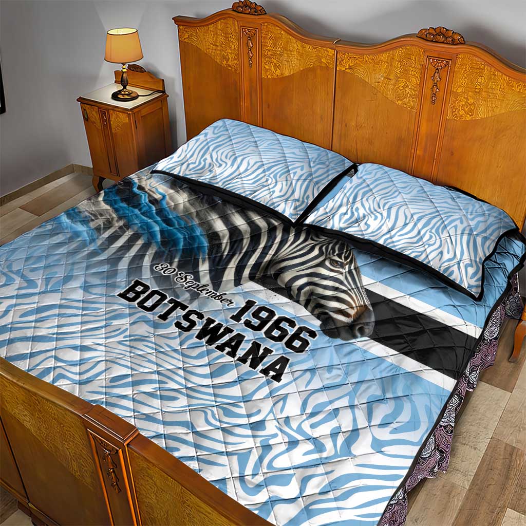 Botswana Independence Day 1966 Quilt Bed Set Tribal African Zebra Skins Pattern LT9
