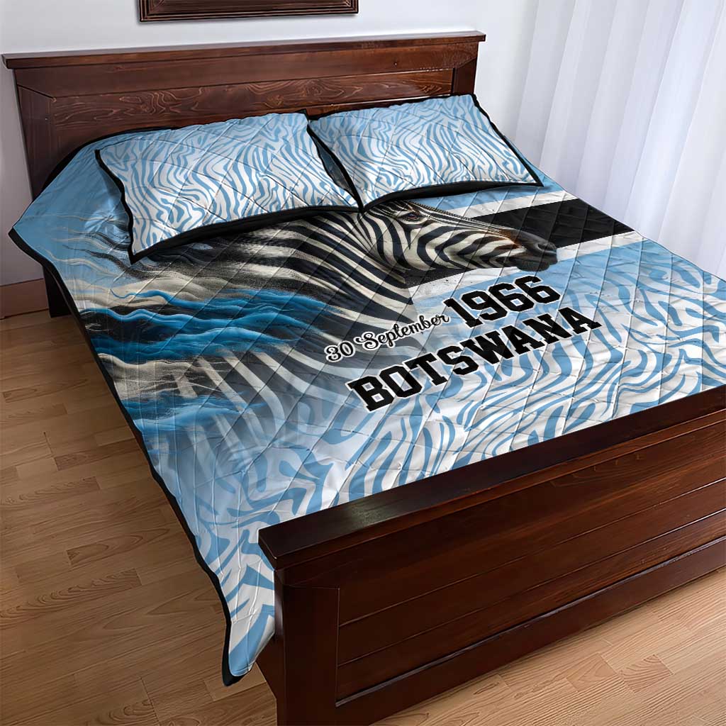 Botswana Independence Day 1966 Quilt Bed Set Tribal African Zebra Skins Pattern LT9