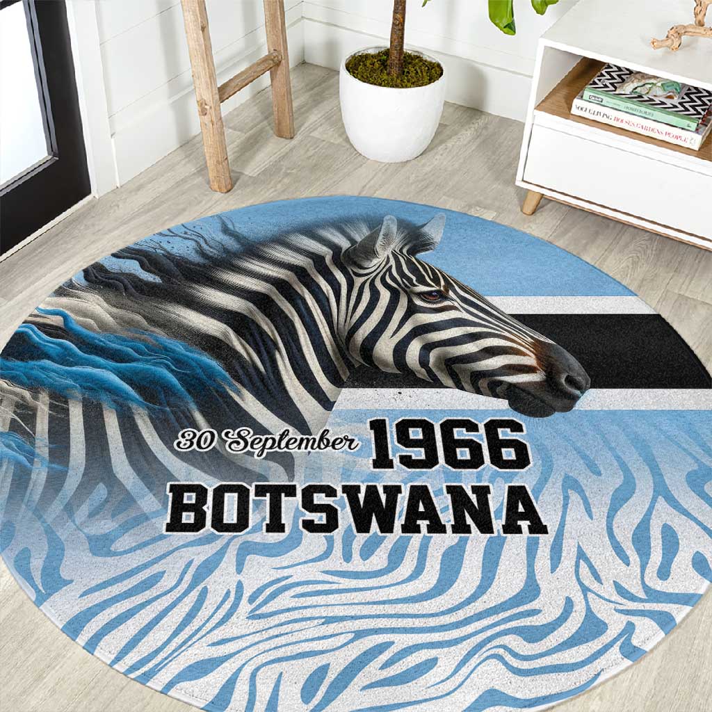 Botswana Independence Day 1966 Round Carpet Tribal African Zebra Skins Pattern LT9