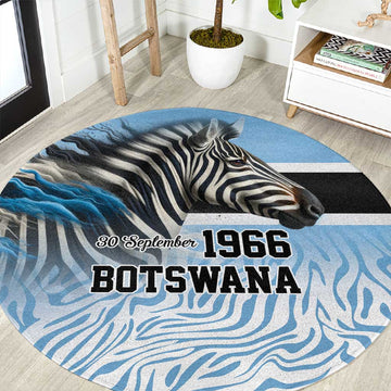 Botswana Independence Day 1966 Round Carpet Tribal African Zebra Skins Pattern LT9