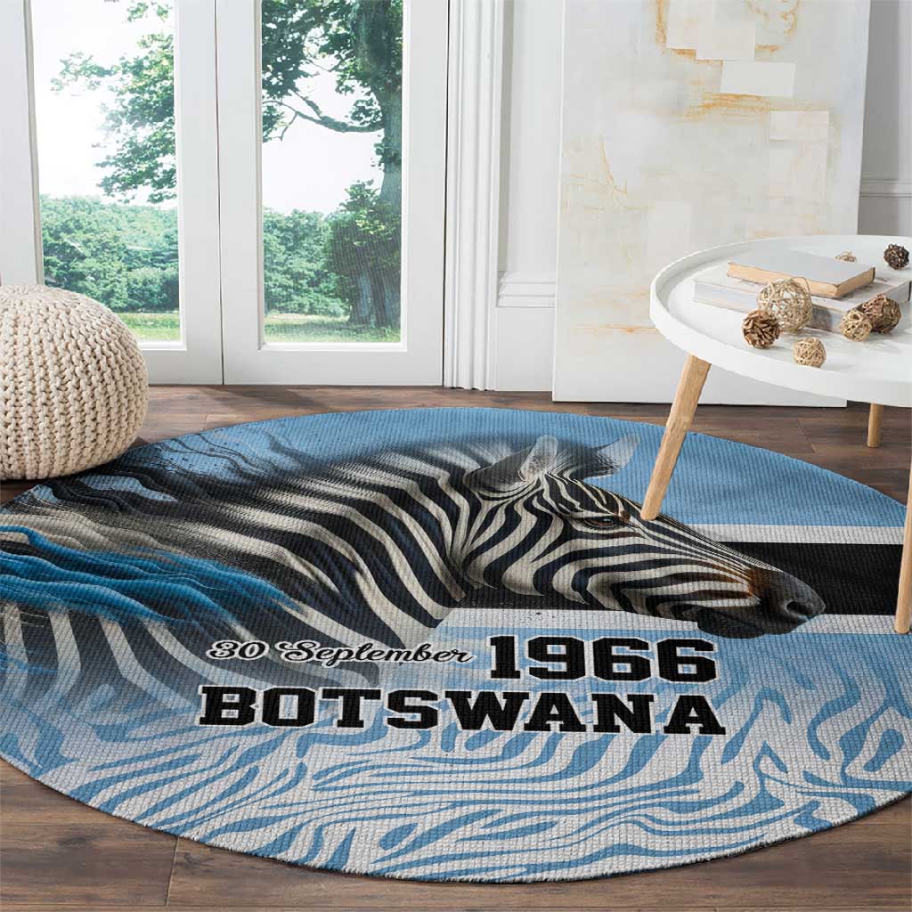 Botswana Independence Day 1966 Round Carpet Tribal African Zebra Skins Pattern LT9