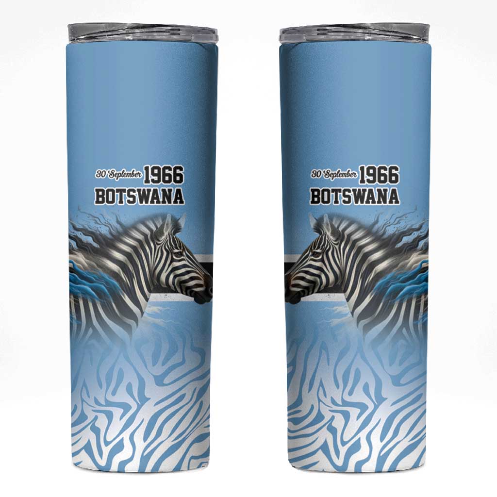 Botswana Independence Day 1966 Skinny Tumbler Tribal African Zebra Skins Pattern LT9