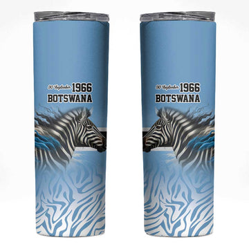 Botswana Independence Day 1966 Skinny Tumbler Tribal African Zebra Skins Pattern LT9