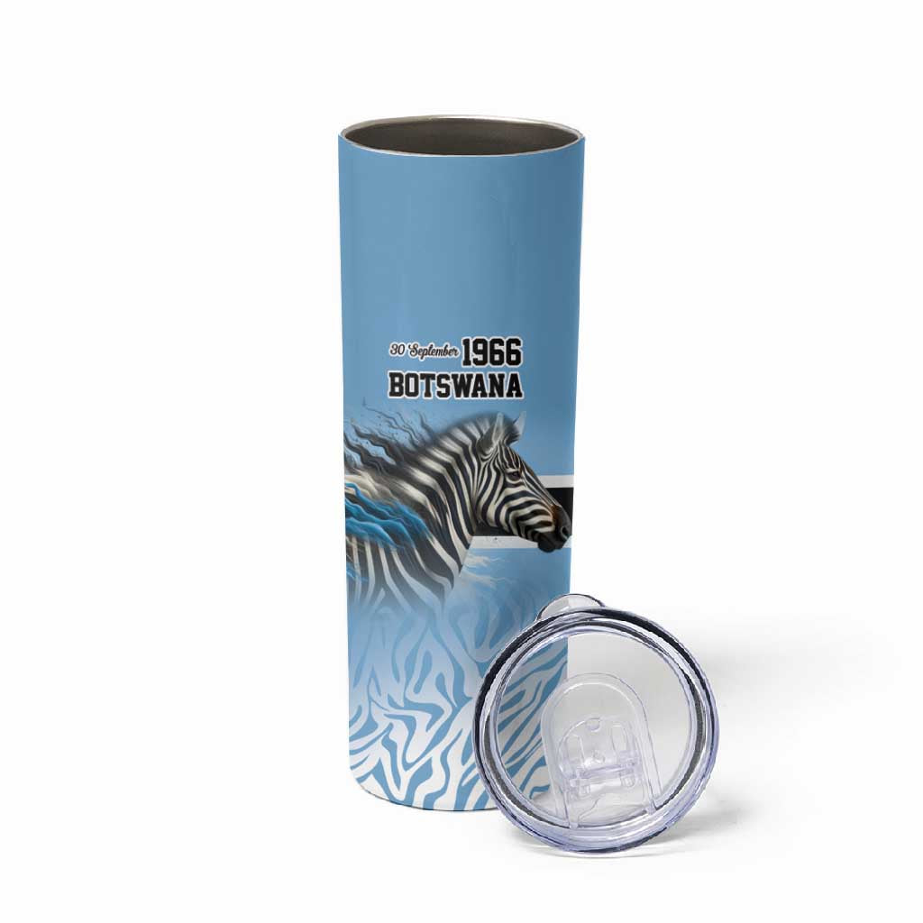 Botswana Independence Day 1966 Skinny Tumbler Tribal African Zebra Skins Pattern LT9
