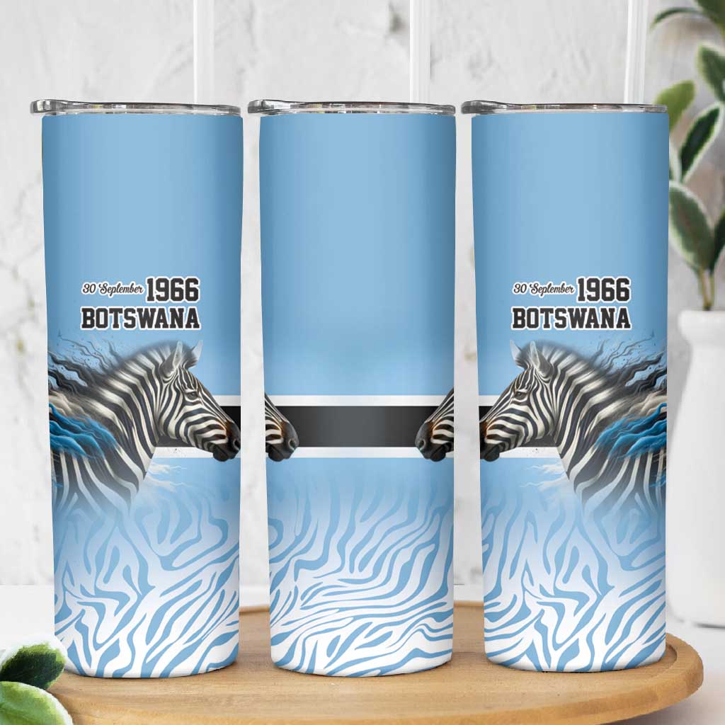 Botswana Independence Day 1966 Skinny Tumbler Tribal African Zebra Skins Pattern LT9