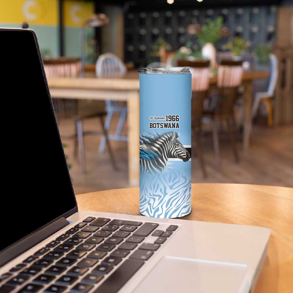 Botswana Independence Day 1966 Skinny Tumbler Tribal African Zebra Skins Pattern LT9