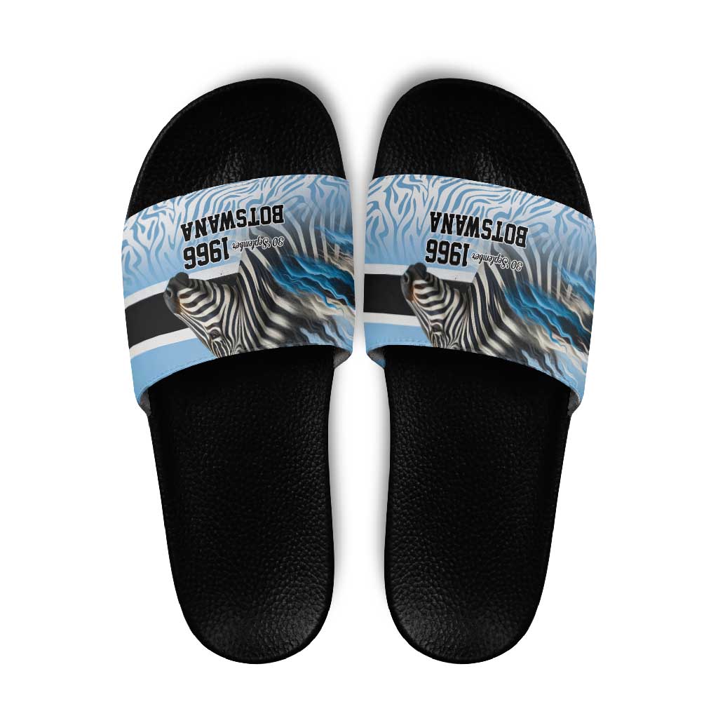 Botswana Independence Day 1966 Slide Sandals Tribal Zebra Skins Pattern LT9