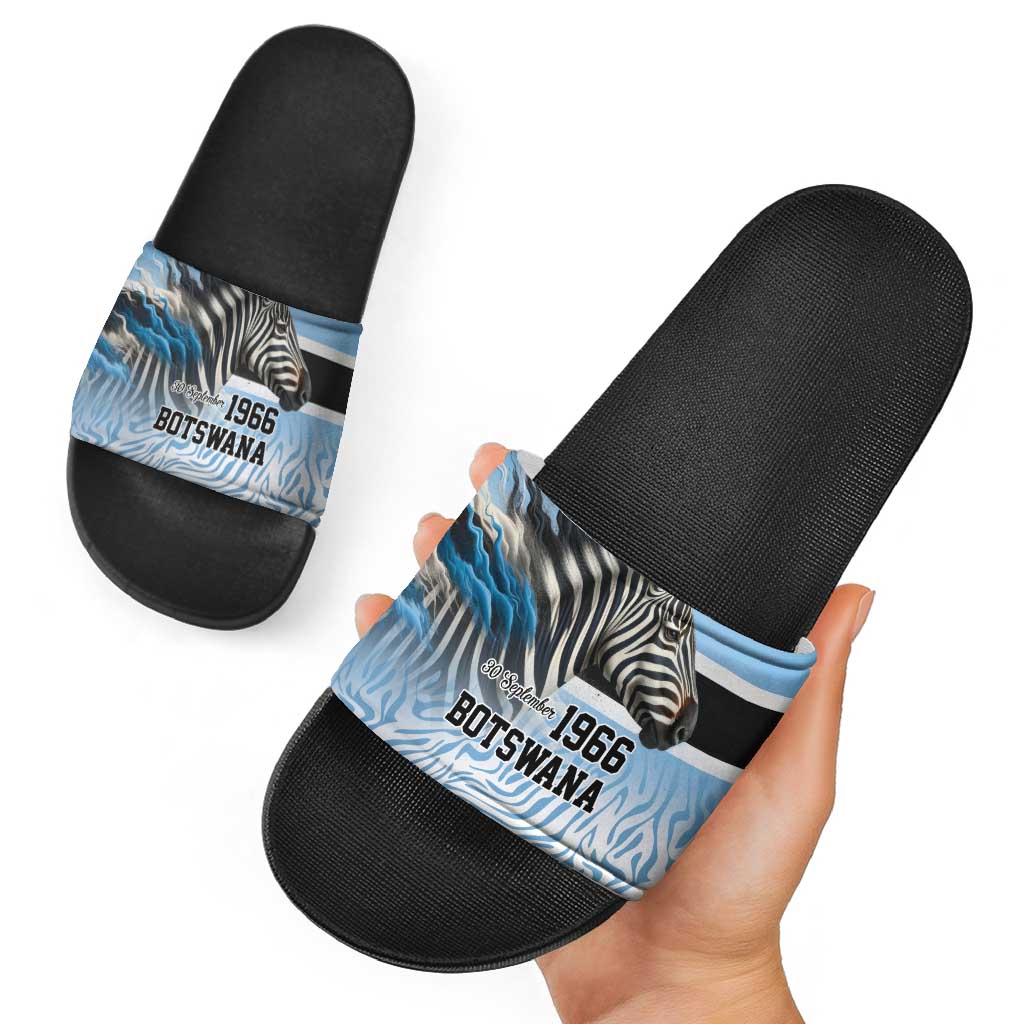Botswana Independence Day 1966 Slide Sandals Tribal Zebra Skins Pattern LT9