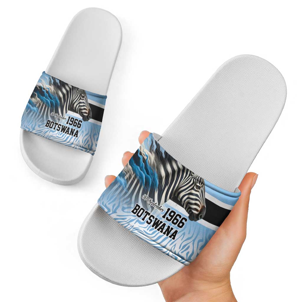 Botswana Independence Day 1966 Slide Sandals Tribal Zebra Skins Pattern LT9