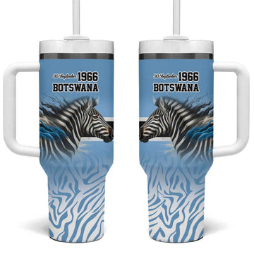 Botswana Independence Day 1966 Tumbler With Handle Tribal African Zebra Skins Pattern LT9